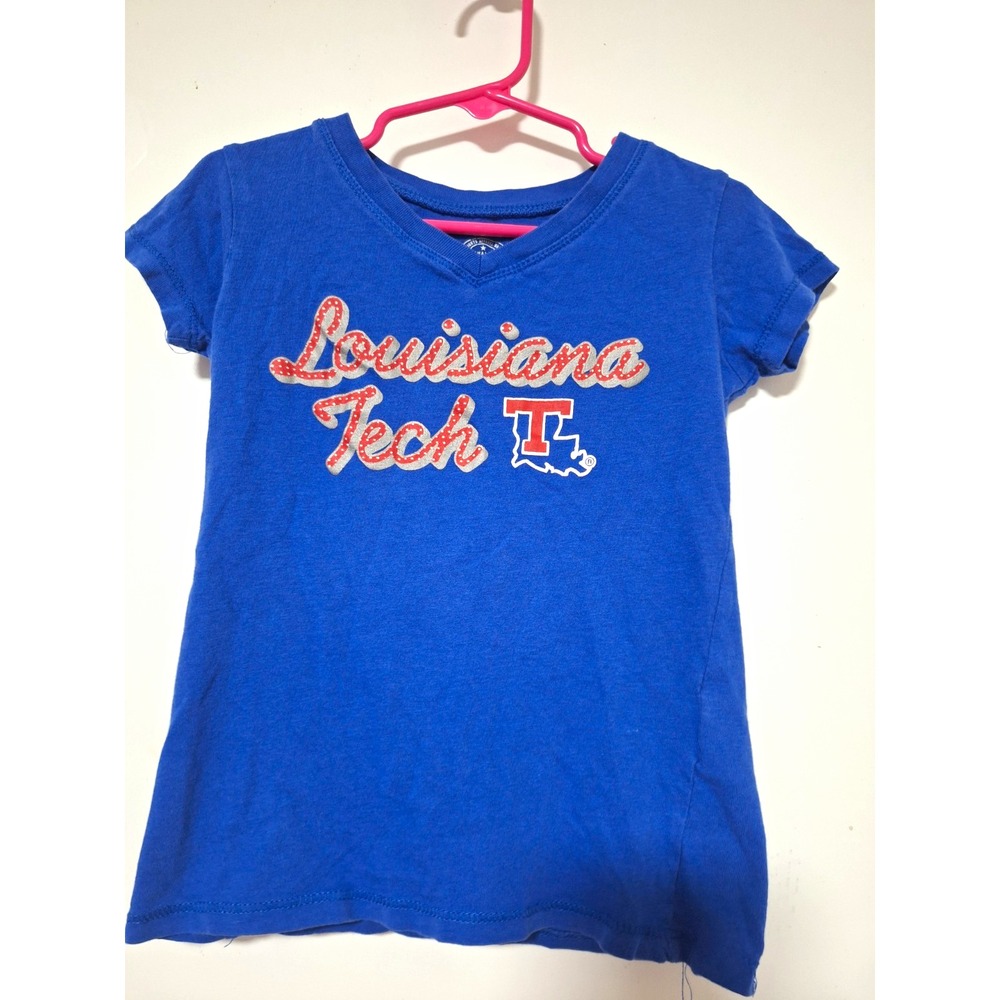 Louisiana Tech Bulldogs Girls T-Shirt XS 4/5 Blue V-Neck Rivalry Threads
